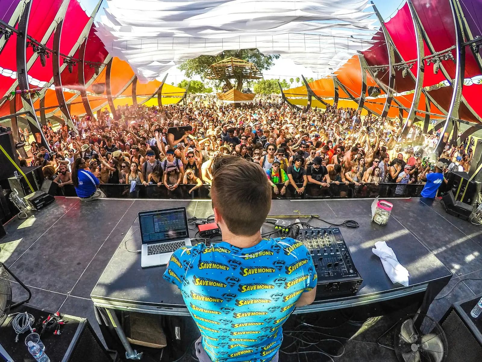 DJ performing to a festival crowd