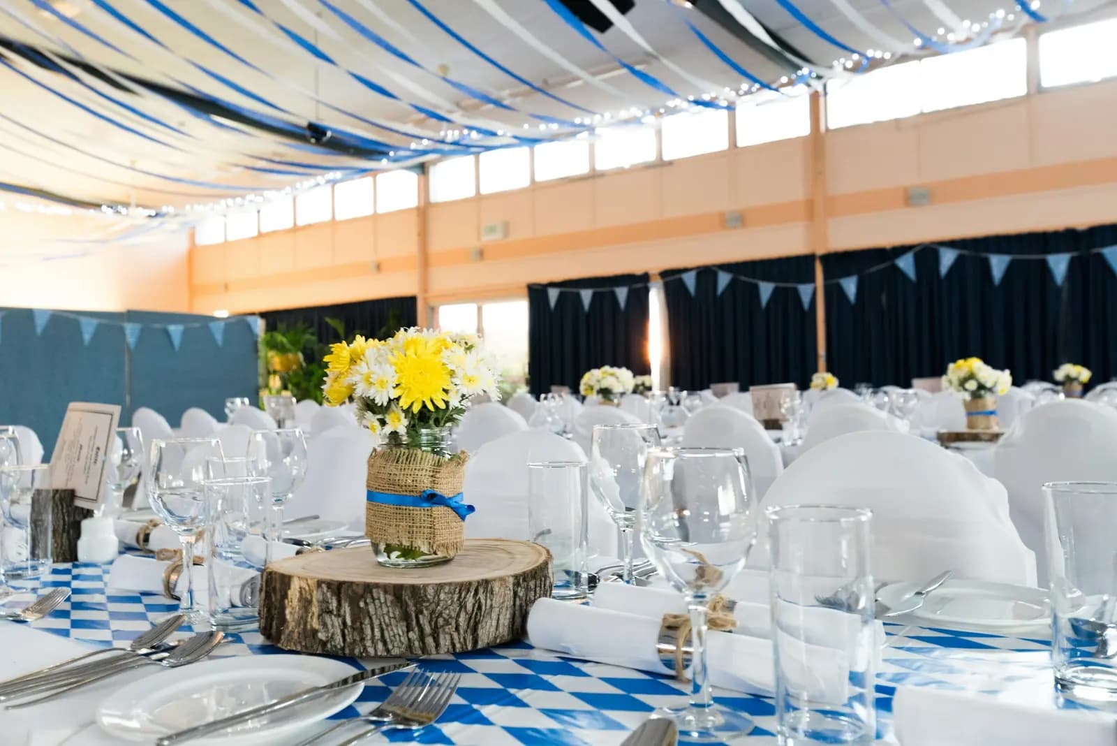 Banquet hall laid out before guests arrive