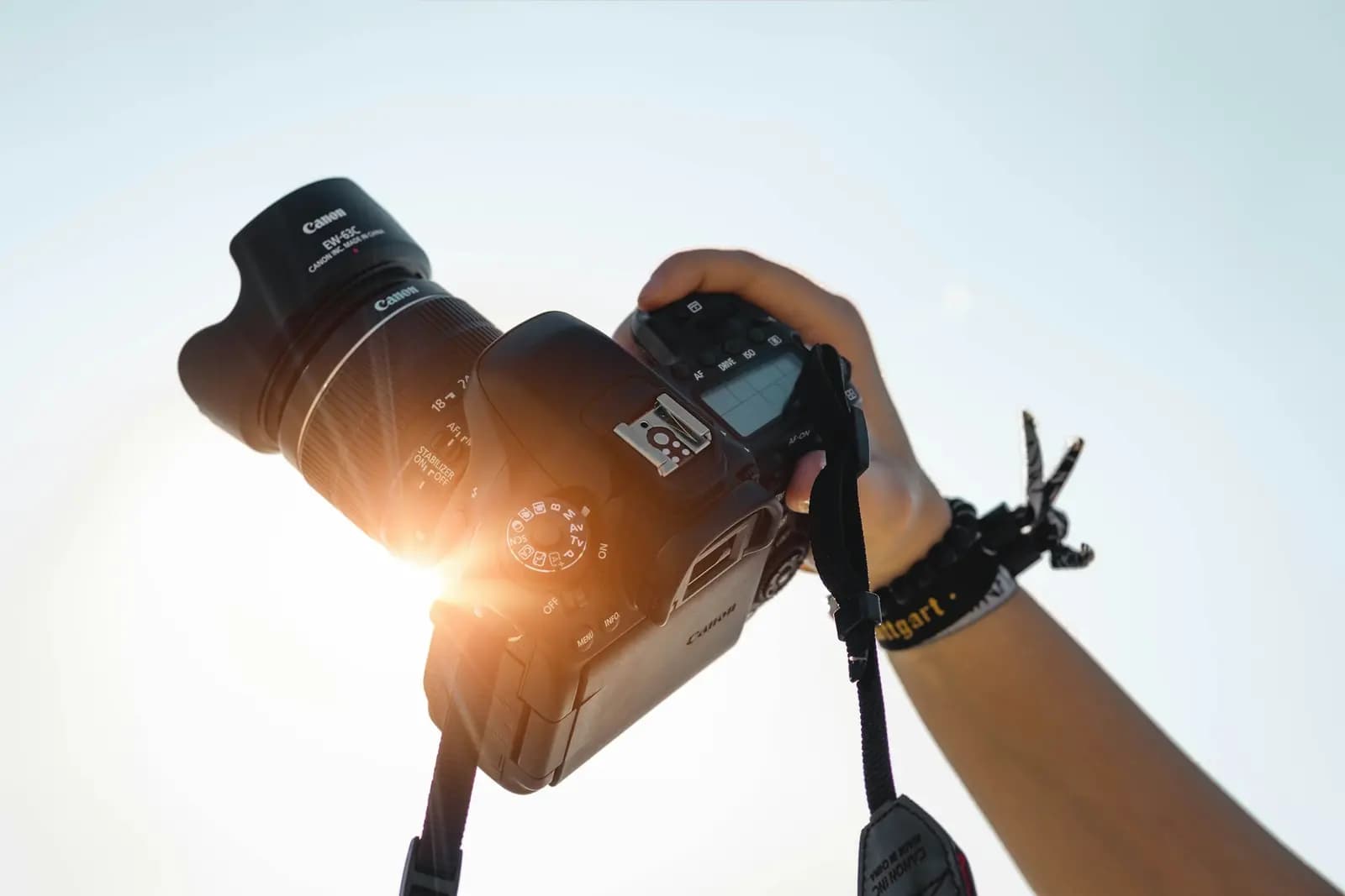 Photographer framing a shot outdoors
